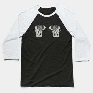 African Elephants in Love - detailed animal ink art design Baseball T-Shirt